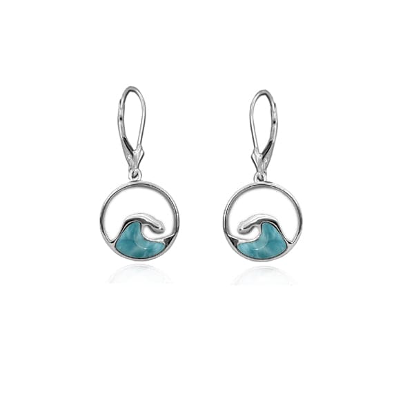 S. Silver and Larimar Wave Dangle Earrings - 12 mm
