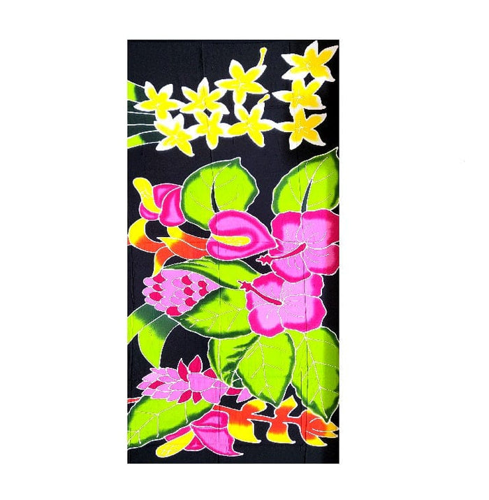 SARONG BALI BIG #108 RED GINGER HIBISCUS PLUMERIA