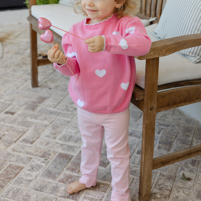 Scalloped Leggings - Pink Knit