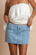 Skirt Maile - Light Wash Hibiscus Stripe