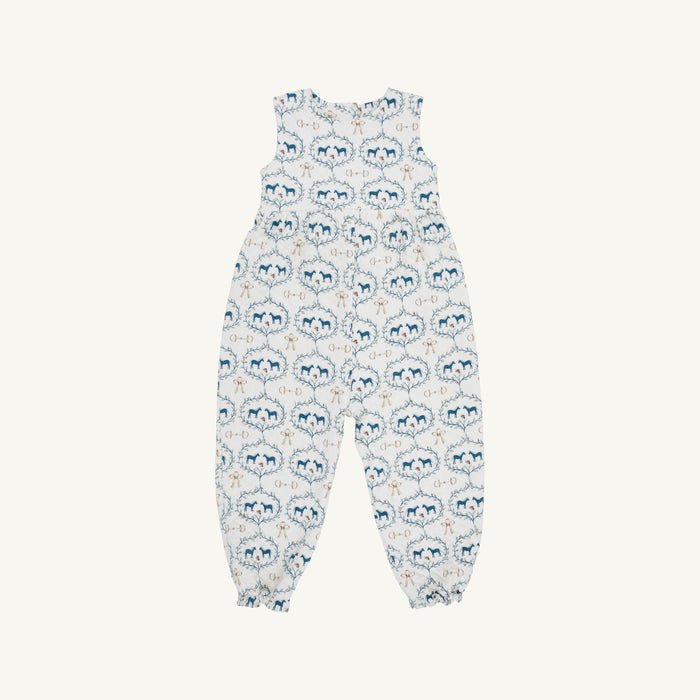 Sleeveless Rebecca Romper Quilted Horse Bits and Bows Palmetto Pearl