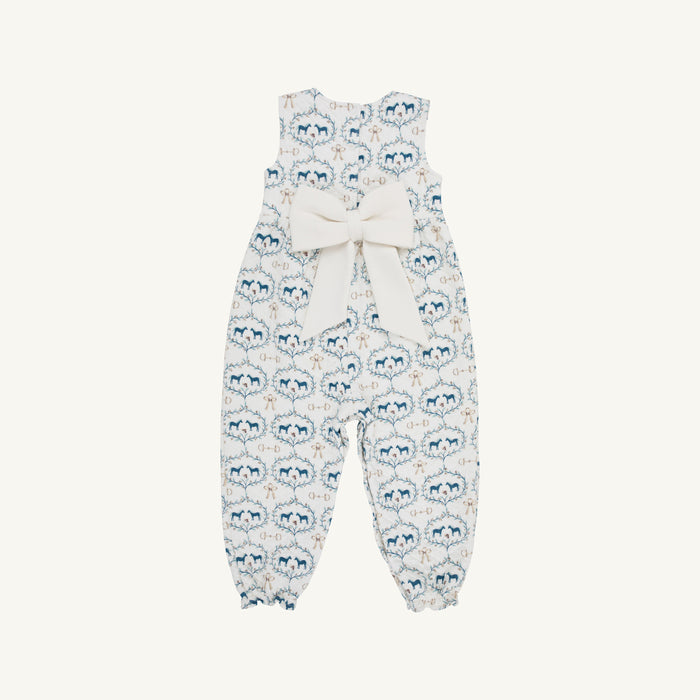 Sleeveless Rebecca Romper Quilted Horse Bits and Bows Palmetto Pearl