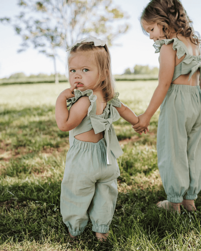 Sloane Bow-Back Jumpsuit - Soft Eucalyptus product_type - Bailey's Blossoms
