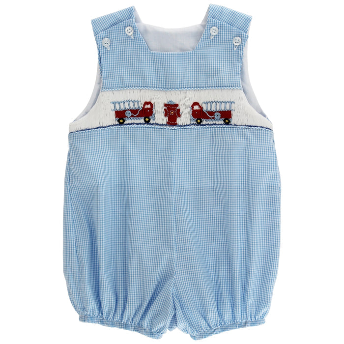 Smocked Firetruck - Boys Infant Bubble
