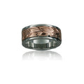 Sterling Silver 14K Rose Gold Two Toned Maile Leaf Band~8mm