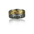 Sterling Silver 14K Yellow Gold Two Toned Maile Leaf Band~8mm