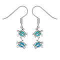 Sterling Silver Hawaiian Blue Opal Double Honu Earrings