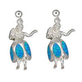 Sterling Silver Hawaiian Blue Opal Hula Girl Earrings