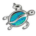 Sterling Silver Hawaiian Blue Opal Sea Turtle Pendant