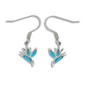 Sterling Silver Hawaiian Blue Turquoise Bird of Paradise Earrings