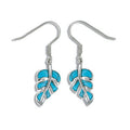 Sterling Silver Hawaiian Blue Turquoise Monstera Leaf Earrings