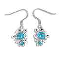 Sterling Silver Hawaiian Blue Turquoise Mother & Baby Honu Earrings