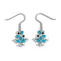 Sterling Silver Hawaiian Blue Turquoise Plumeria & Dolphin Bouquet Earrings