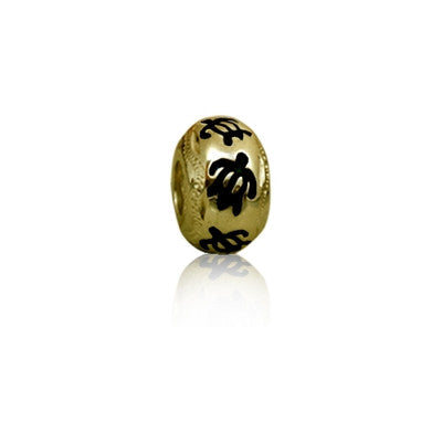 Sterling Silver Hawaiian Gold Black Enamel Honu Bead
