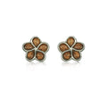 Sterling Silver Hawaiian Koa Wood Plumeria Earrings