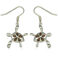 Sterling Silver Hawaiian Koa Wood Plumeria Honu Earrings