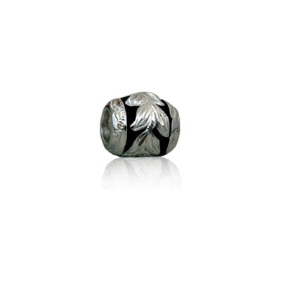 Sterling Silver Hawaiian Maile Leaf with Black Enamel Bead