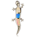 Sterling Silver Hawaiian Rainbow Opal Gecko Pendant