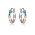 Sterling Silver Hawaiian Rainbow Opal Hoop Earrings~Large