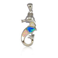 Sterling Silver Hawaiian Rainbow Opal Seahorse Pendant