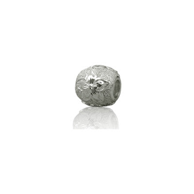 Sterling Silver Hawaiian Rhodium Plumeria Bead