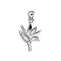 Sterling Silver Hawaiian White Turquoise Bird of Paradise Pendant