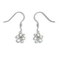 Sterling Silver Hawaiian White Turquoise Hibiscus Dangle Earrings