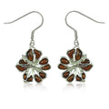 Sterling Silver Koa Wood Hibiscus Dangle Earrings~15MM