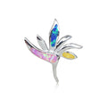 Sterling Silver Rainbow Opal Bird of Paradise Pendant