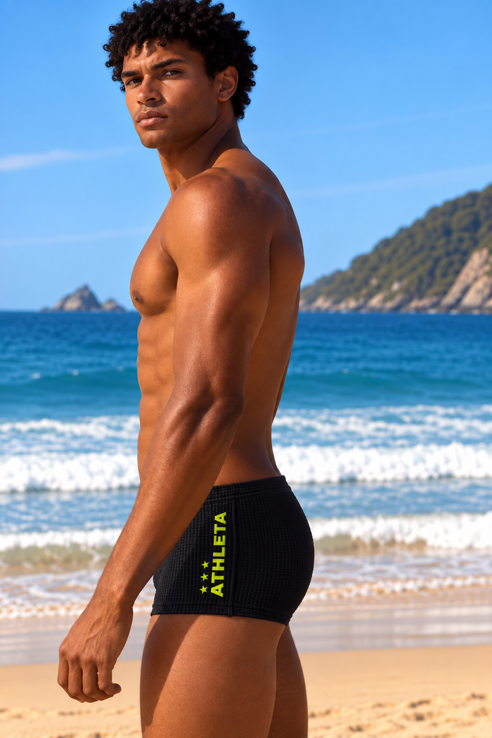 Sunga Athleta & Reis do Futevôlei 26 - Preto com Amarelo