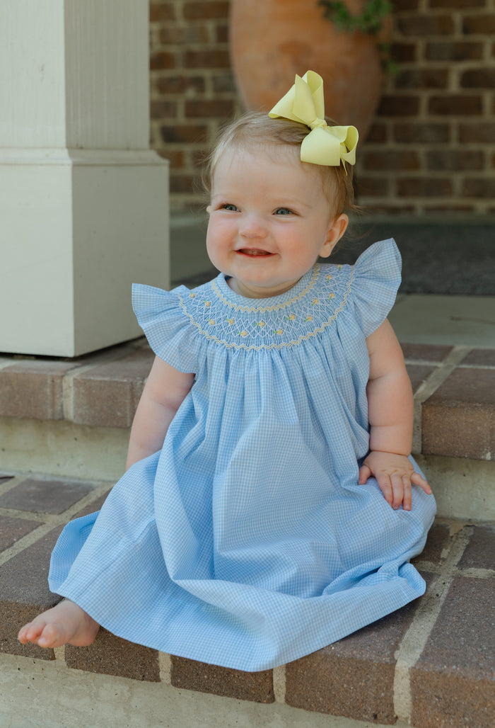 Sunshine Floral with Blue Check - Bishop
