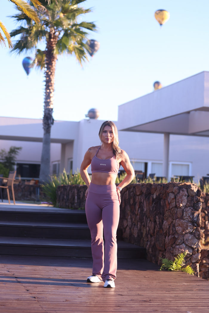 Top Flow Pulse Feminino  Athleta Cacau Rosê
