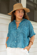 Top Quinn - Teal Ti Leaf Muslin