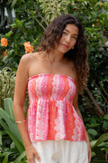 Tube Egan - Guava Hibiscus Stripe Muslin