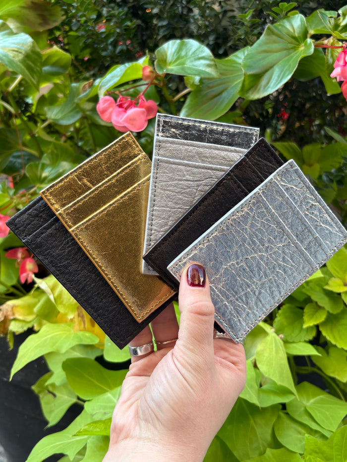 Vertical Wallet in Gold Pinatex