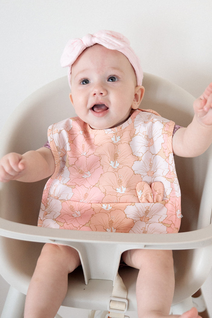 Waterproof Bib - Sunbleached Hibiscus Stripe