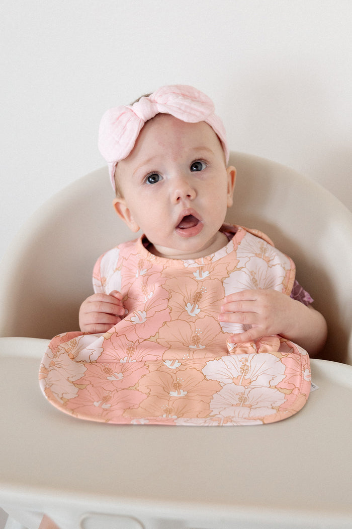 Waterproof Bib - Sunbleached Hibiscus Stripe