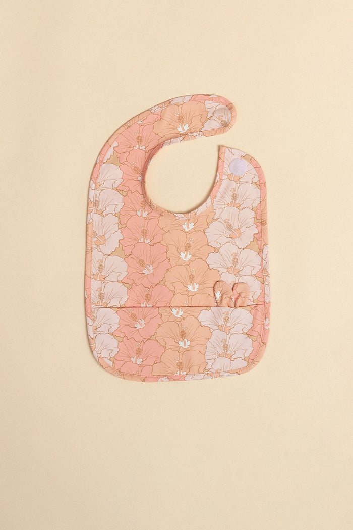 Waterproof Bib - Sunbleached Hibiscus Stripe