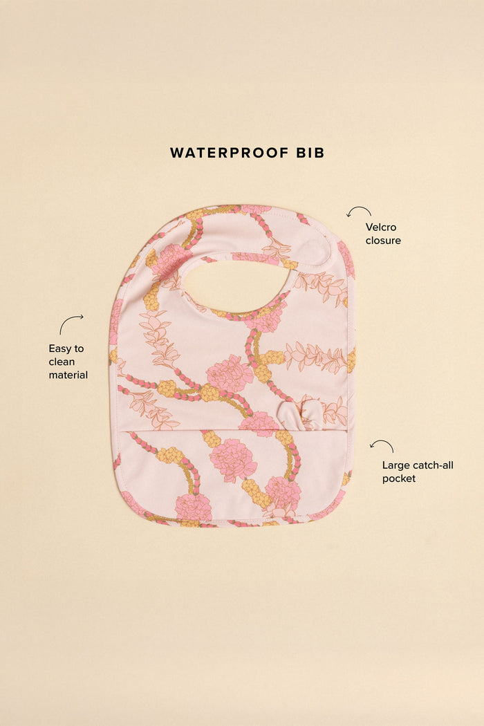Waterproof Bib - Sunbleached Hibiscus Stripe