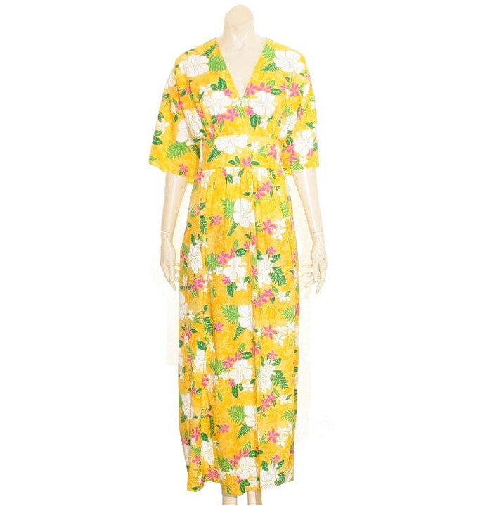 White Hibiscus Japanese Style Caftan