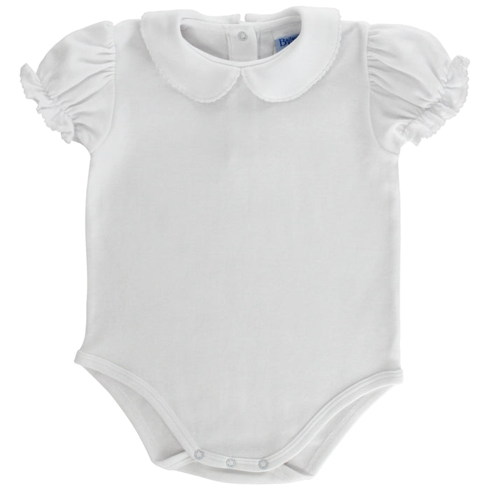 White Knit - Girls Short Sleeve Onesie