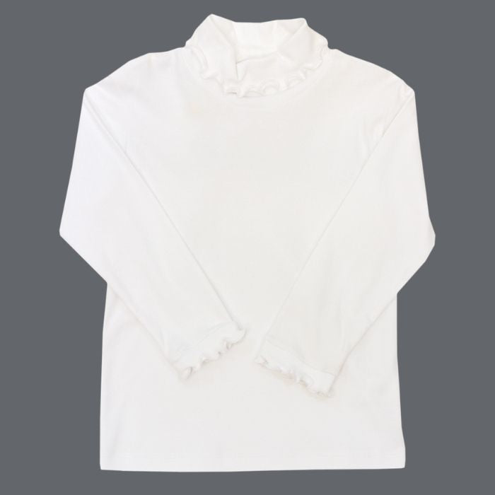 White Knit - Ruffle Turtle Neck