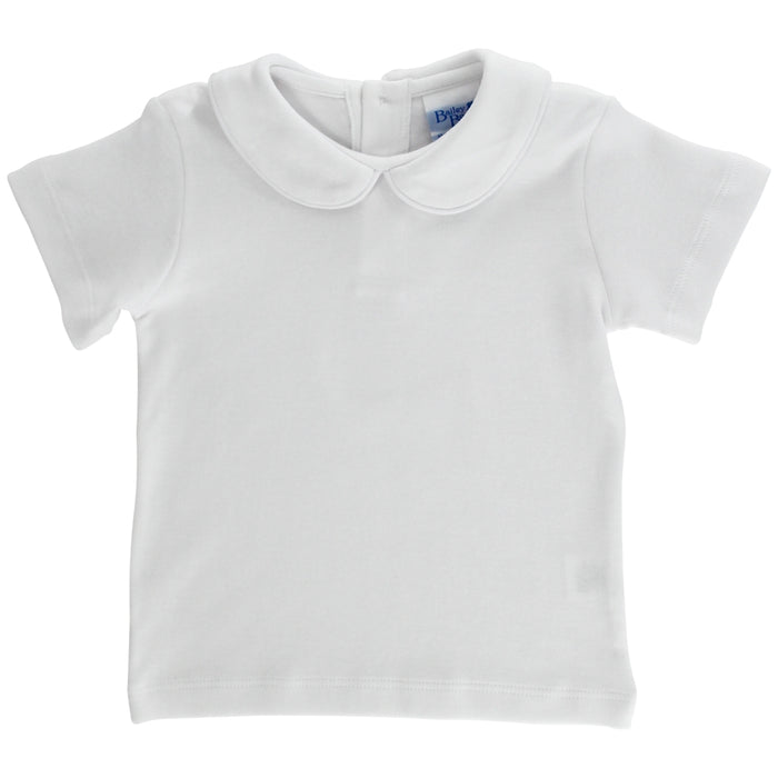 White Knit- Boys Short Sleeve Piped Shirt