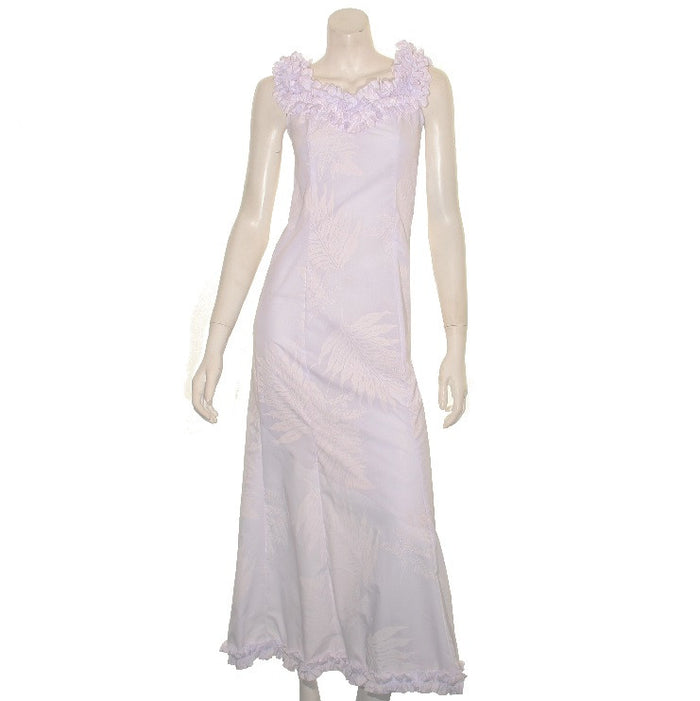 White On White Nahenahe Long Sleeveless Muu Muu(56102-ww)