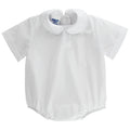 White Polished Cotton - Boys Short Sleeve Onesie