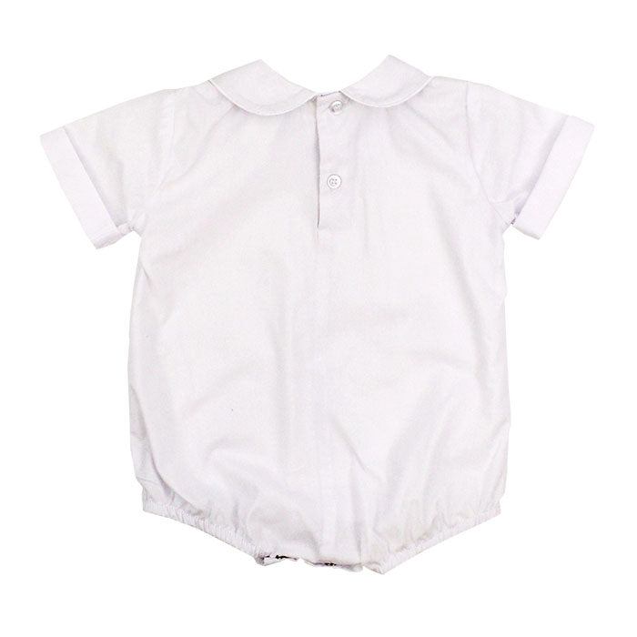 White Polished Cotton - Boys Short Sleeve Onesie