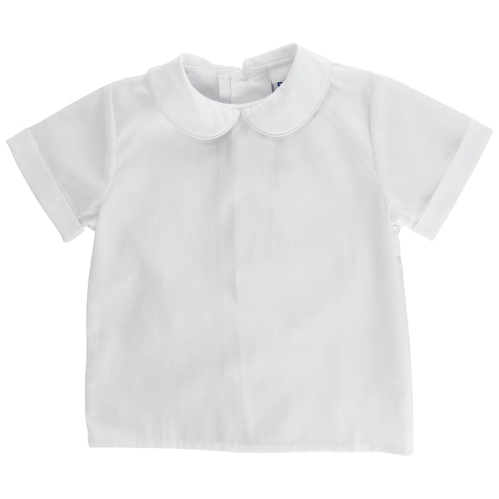 White Polished Cotton - Boys Short Sleeve Shirt