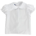 White Polished Cotton - Girls Short Sleeve Blouse