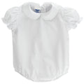 White Polished Cotton - Girls Short Sleeve Onesie