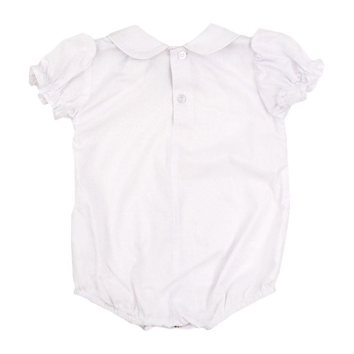 White Polished Cotton - Girls Short Sleeve Onesie